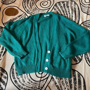 Vintage Emerald Green Semi-Cropped Cardigan
